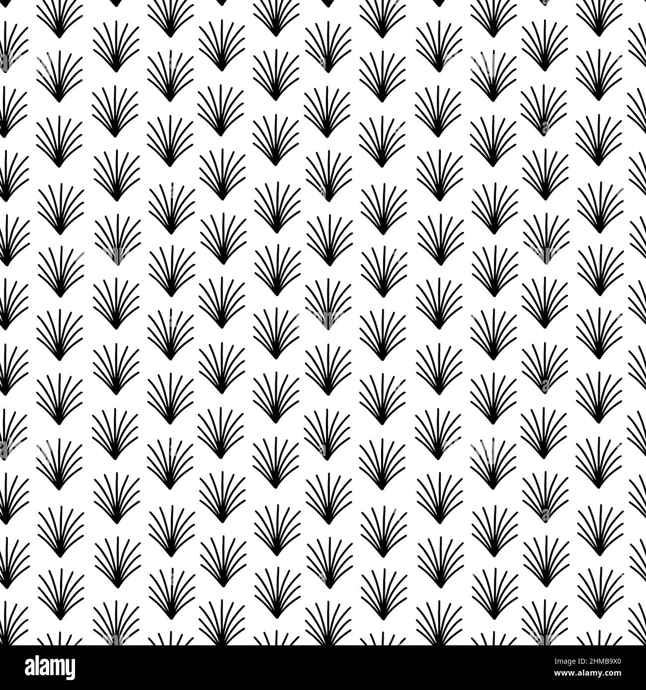 Black and white hand drawn geometric floral seamless pattern. Doodle ...