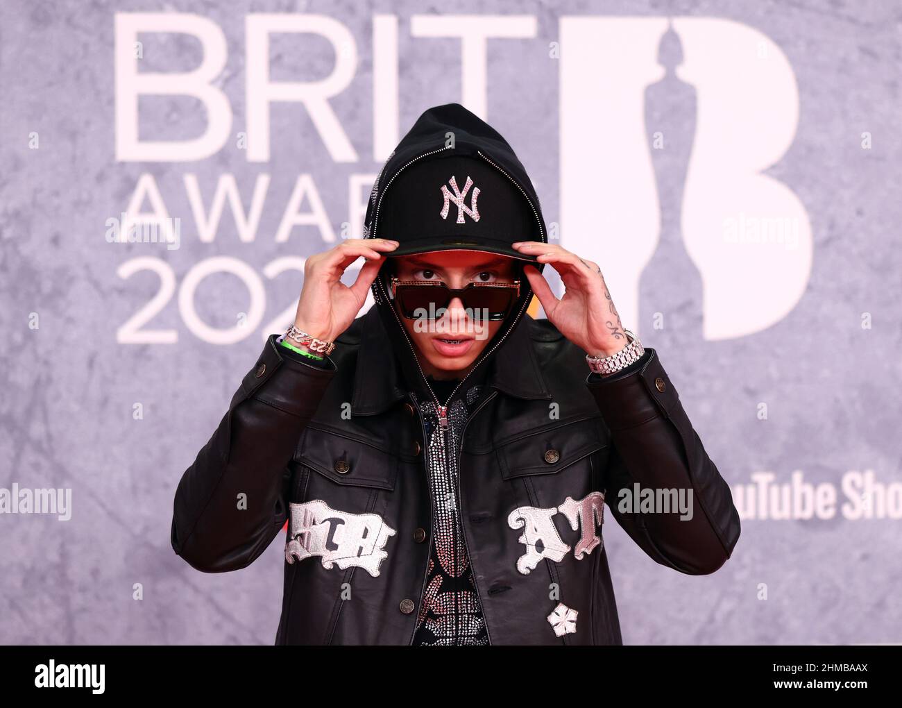 Central Cee poses as he arrives for the Brit Awards at the O2 Arena in