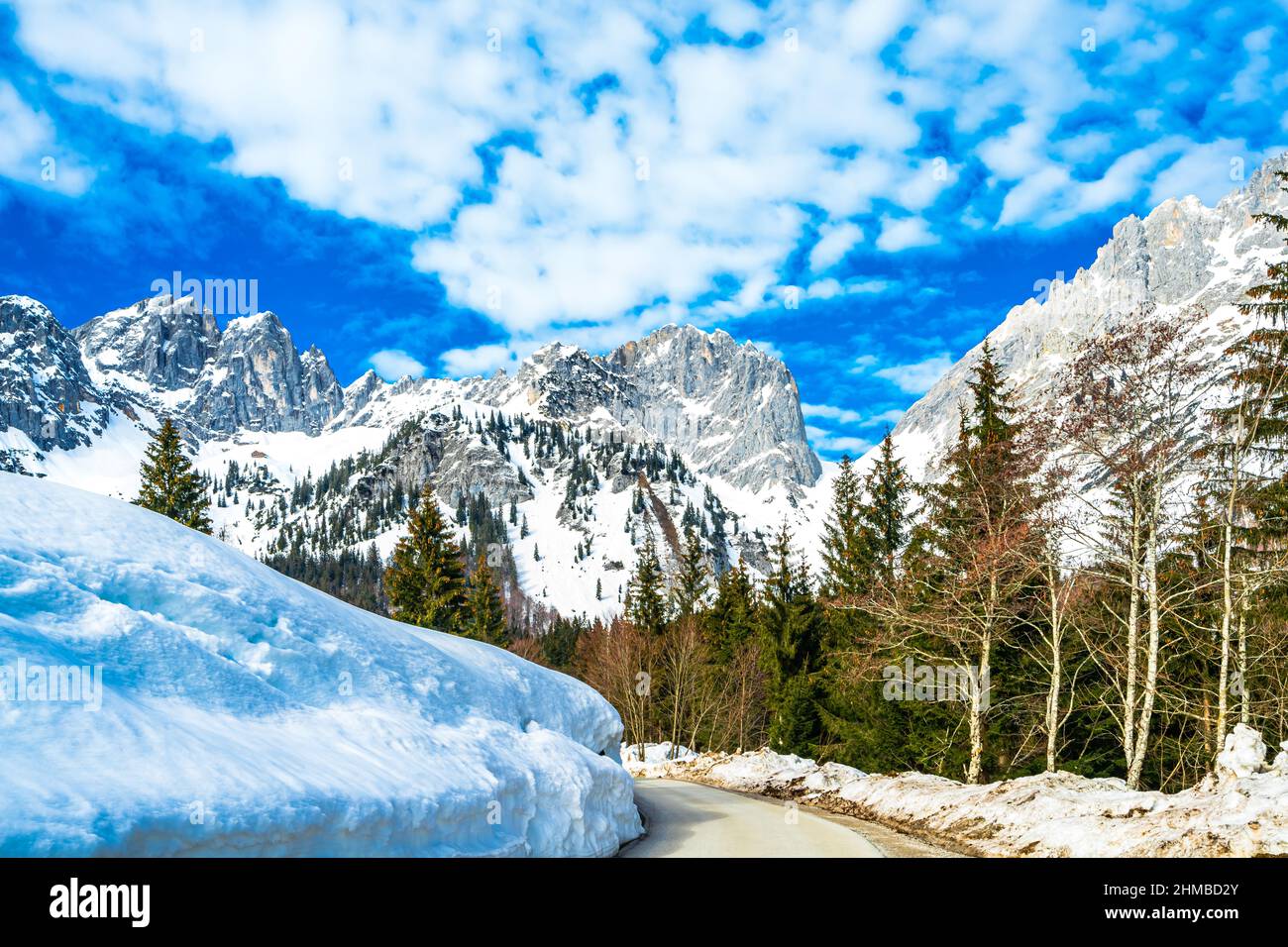 Beautiful panorama view on alps mountains in Tirol, Tyrol, Austria. Stock Photo