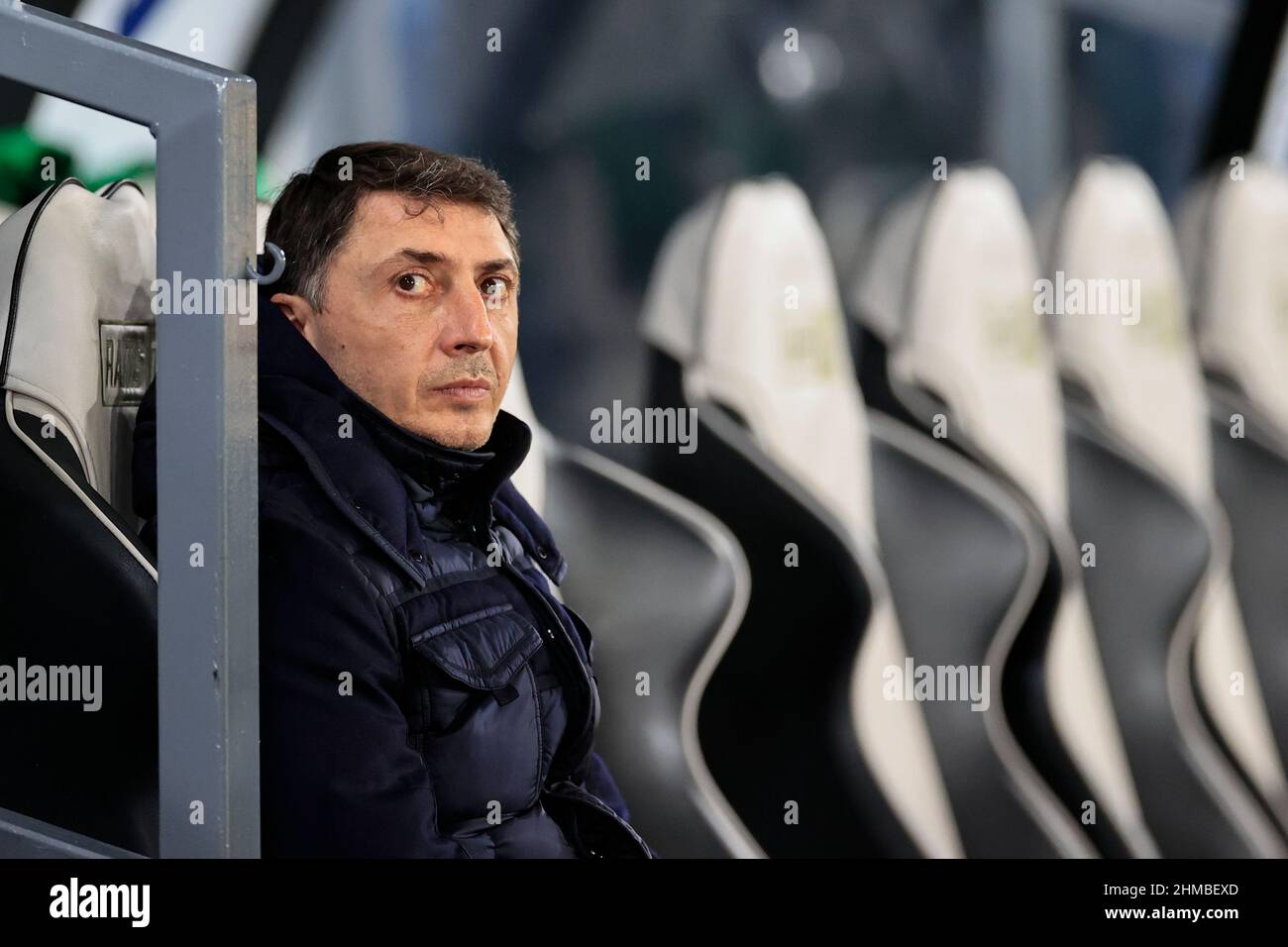 Derby, UK. 08th Feb, 2022. Shota Arveladze the Hull City manager waits in the dug out before the game in Derby, United Kingdom on 2/8/2022. (Photo by Conor Molloy/News Images/Sipa USA) Credit: Sipa USA/Alamy Live News Stock Photo