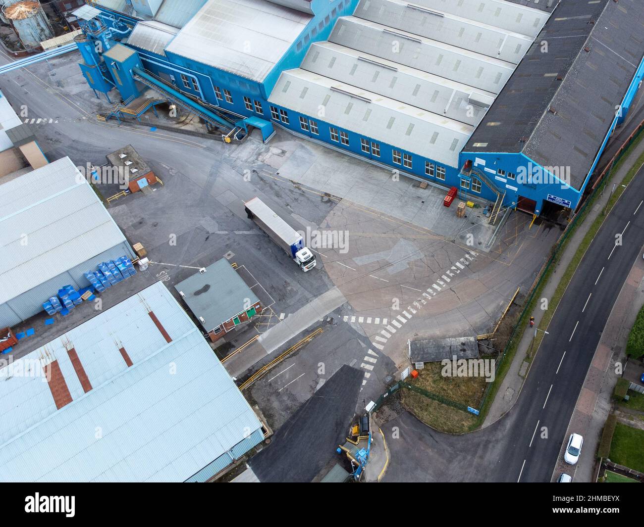 Aerial shoot of Ardagh Glass in Barnsley, South Yorkshire. Stock Photo