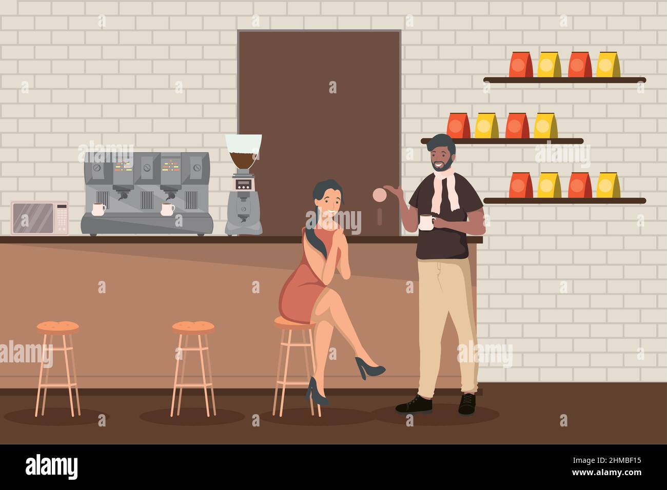 couple in coffee shop scene Stock Vector Image & Art - Alamy
