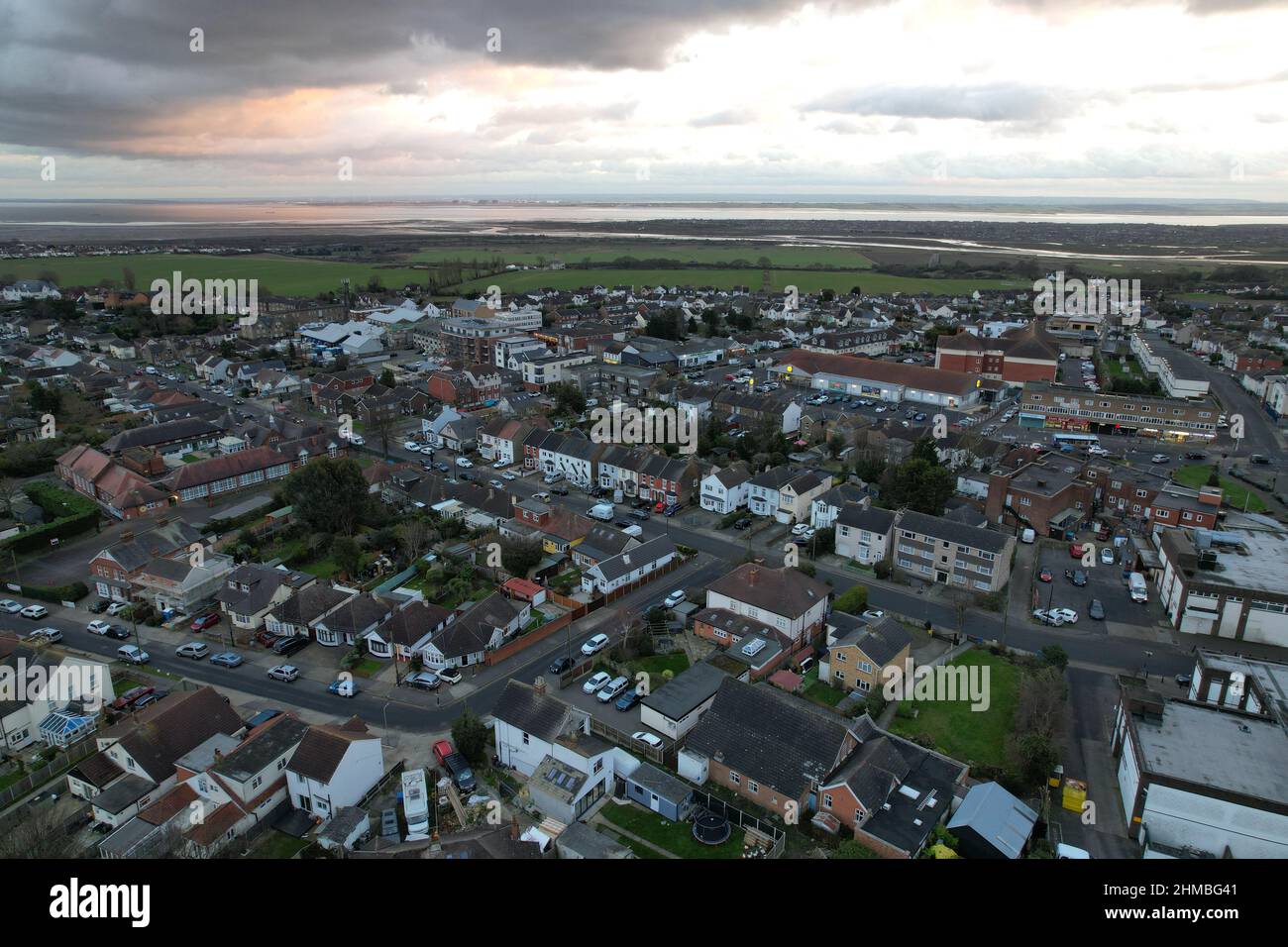 Hadleigh town in Essex UK Aerial drone view Stock Photo Alamy