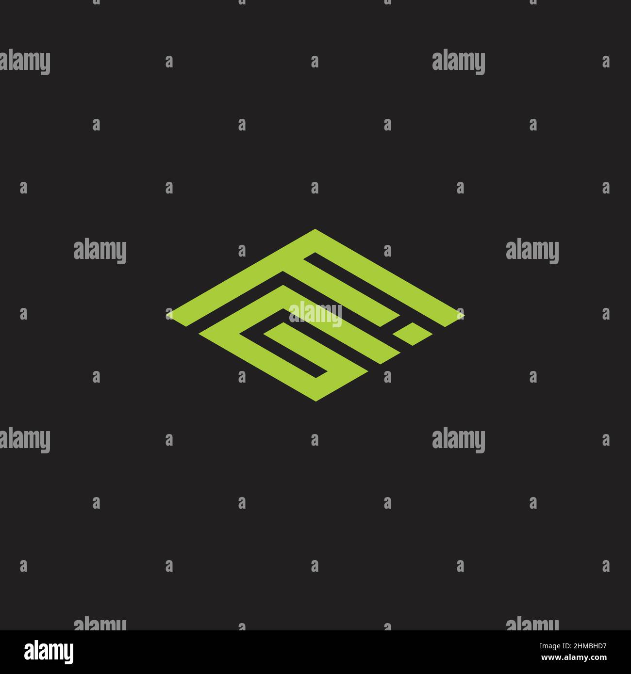 letter fg green mountain geometric simple logo vector Stock Vector