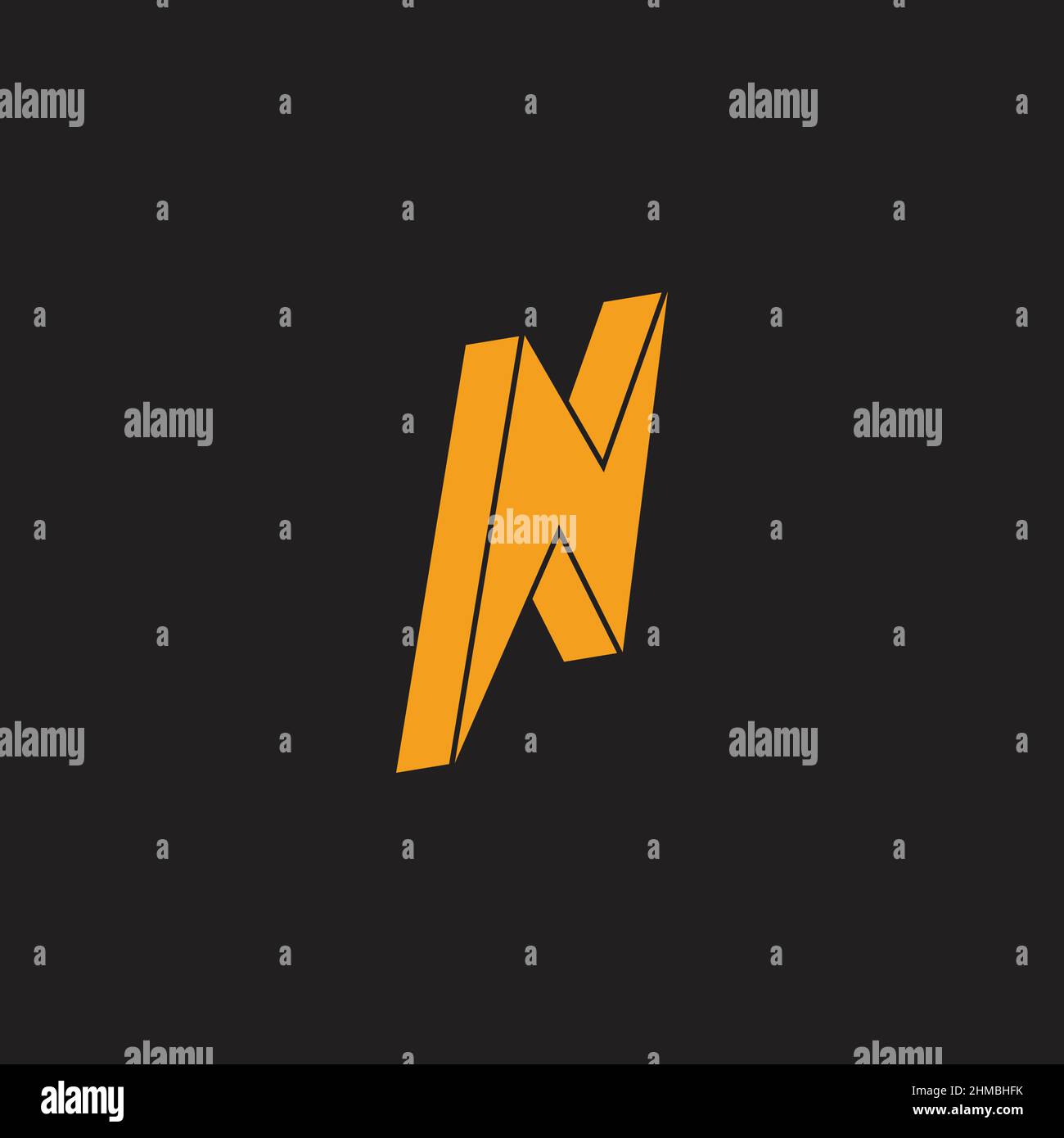 letter n flat thunder flash shape logo vector Stock Vector