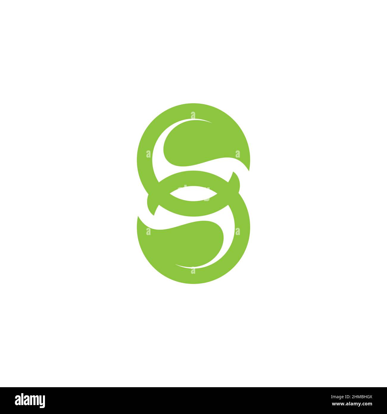 letter s linked leaf shape natural green logo vector Stock Vector