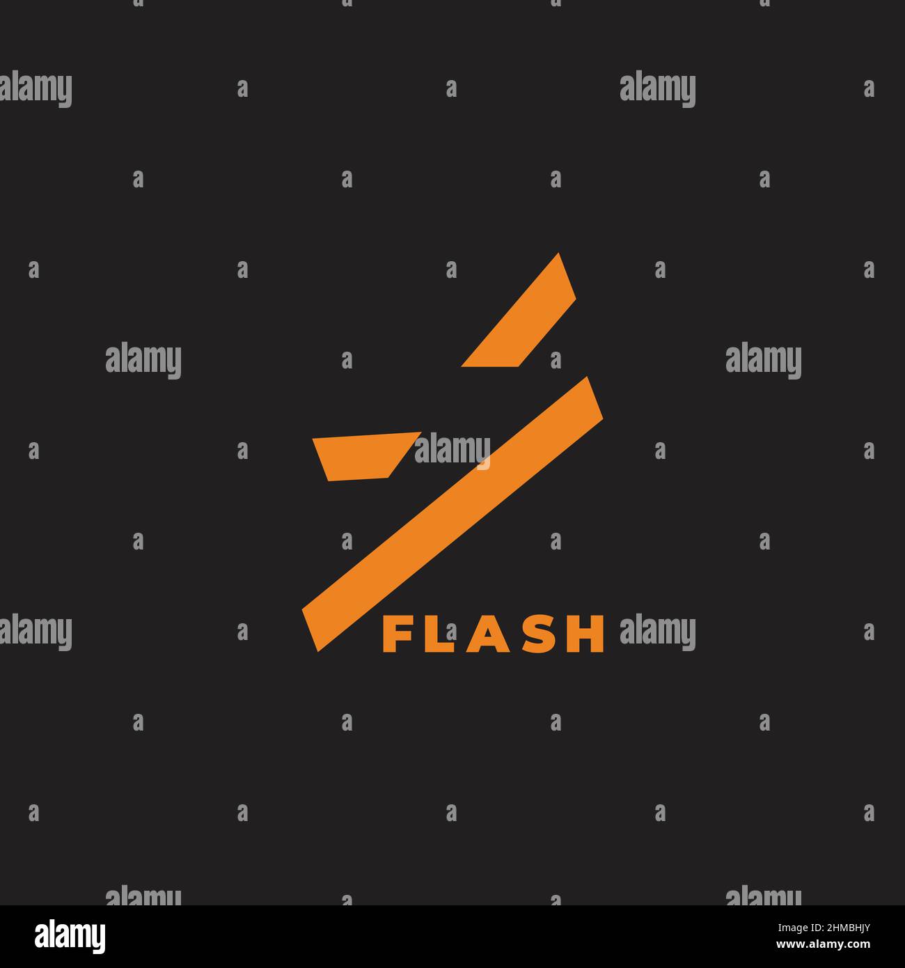 flash thunder shape negative space geometric logo vector Stock Vector