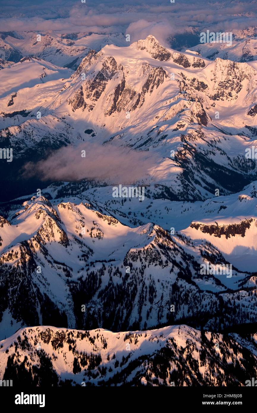 Mountain Aerials, Mount Shuksan Stock Photo