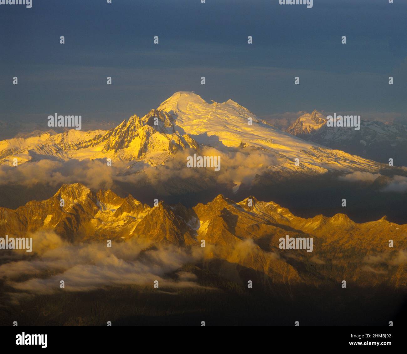 Twin Sisters, Mount Baker and Mount Shuksan, North Cascades, Washington Stock Photo