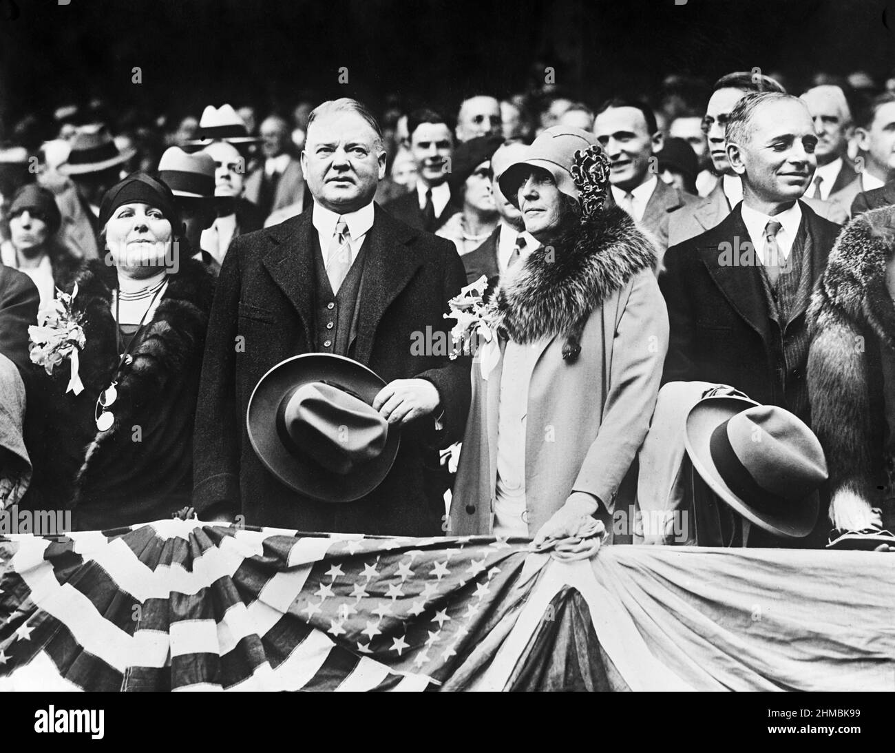 U.S. President Herbert Hoover and U.S. First Lady Lou Hoover attending World Series Baseball