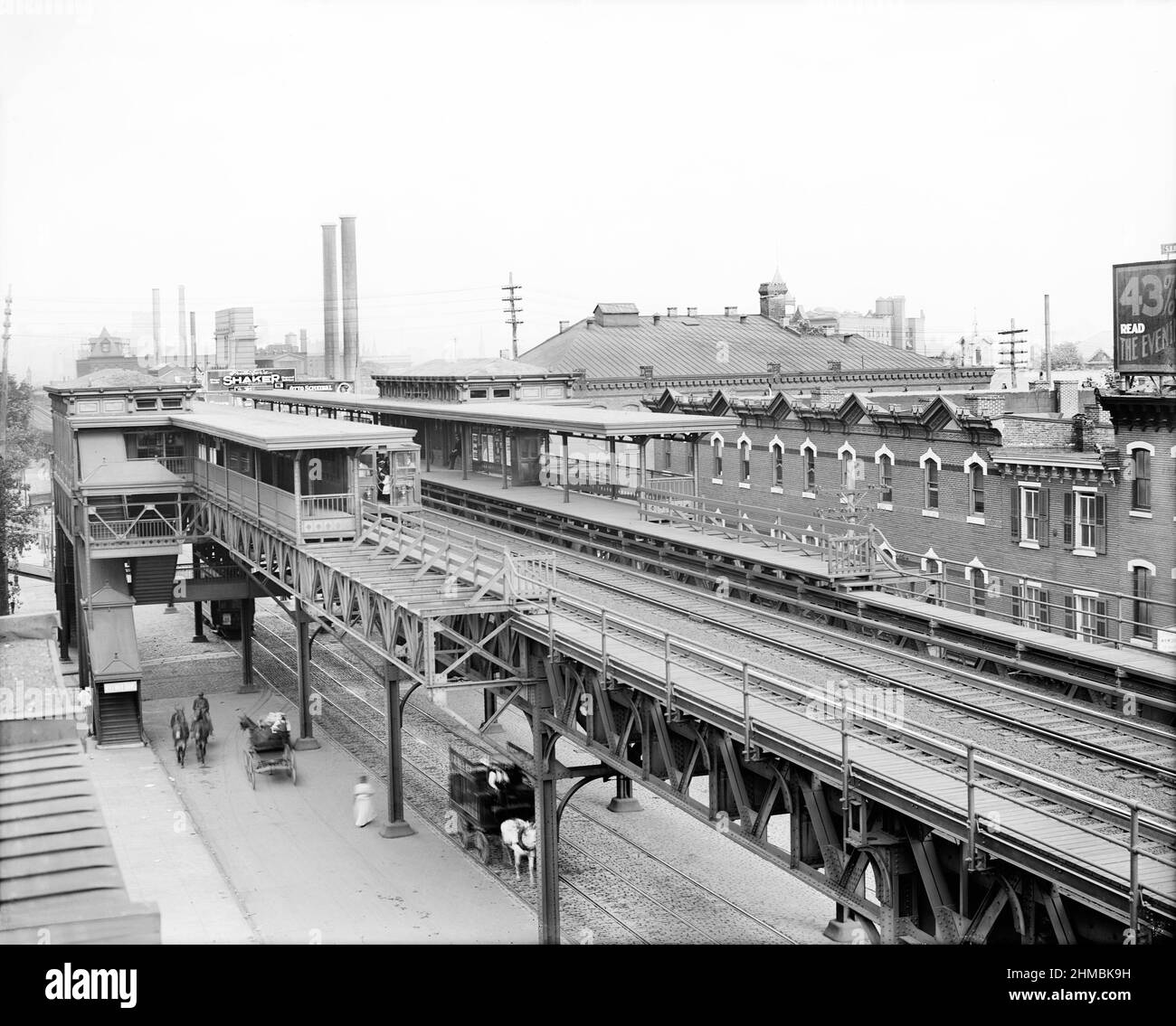 Elevated Railroad Station at Thirty-sixth Street, Philadelphia, Pennsylvania, USA, Detroit Publishing Company, early 1900's Stock Photo