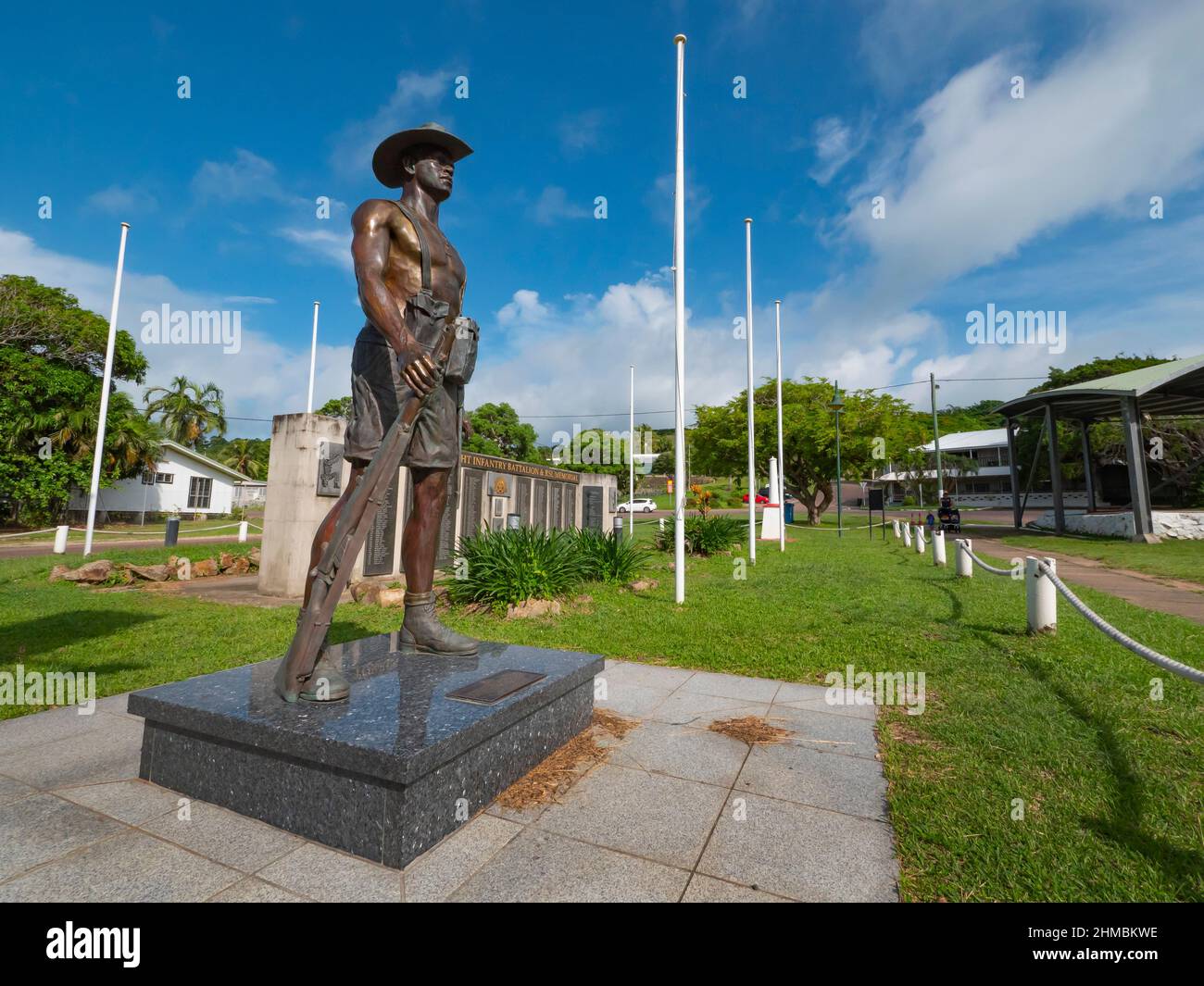 Torres Strait Light Infantry Battalion and Anzac Memorial at Thursday Island. Stock Photo