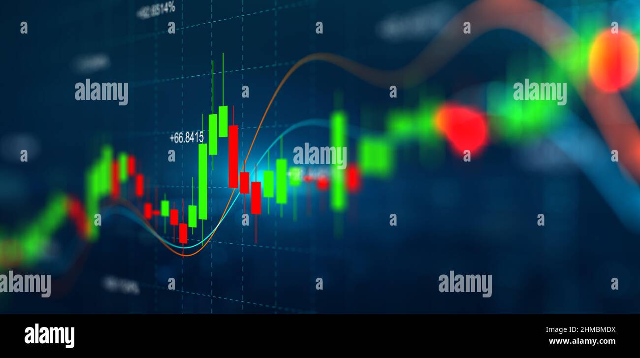 Stock graph and chart with business candlestick. Financial static