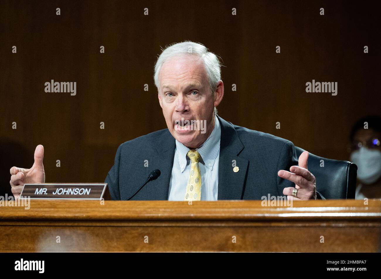 Washington, United States. 08th Feb, 2022. U.S. Senator Ron Johnson (R-WI) speaks at a hearing of the Senate Foreign Relations committee. Credit: SOPA Images Limited/Alamy Live News Stock Photo