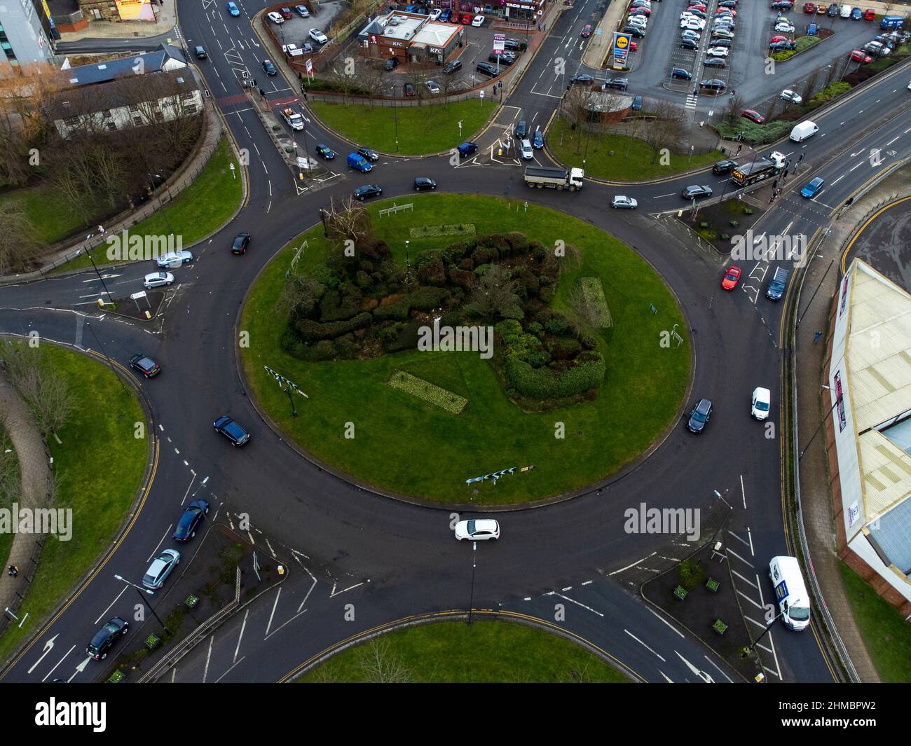 General View GV Town End roundabout in Barnsley, South Yorkshire, England. Stock Photo