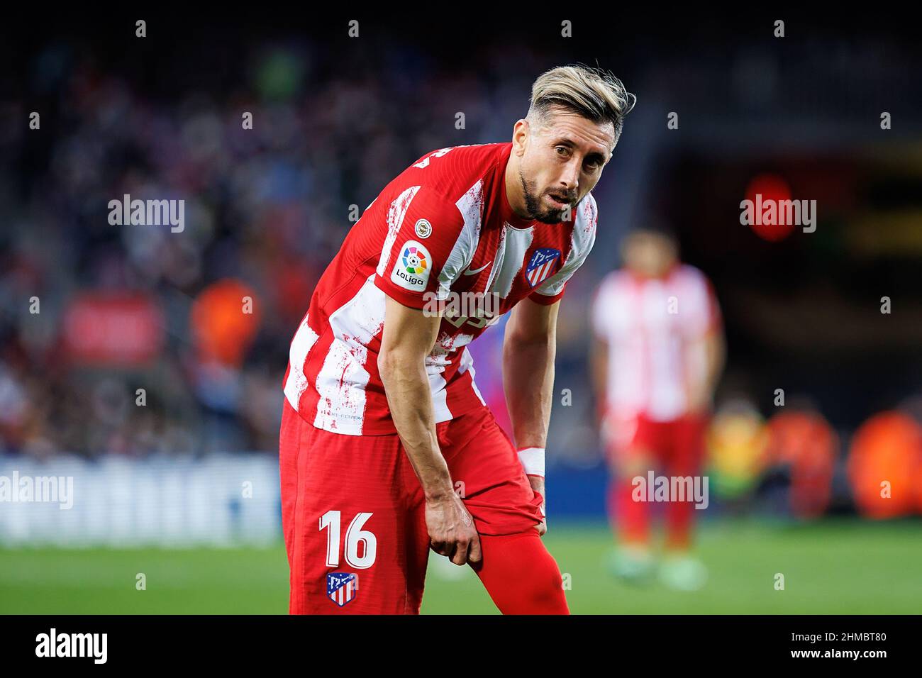 BARCELONA - FEB 6: Hector Herrera in action during the La Liga match between FC Barcelona and Club Atletico de Madrid at the Camp Nou Stadium on Febru Stock Photo