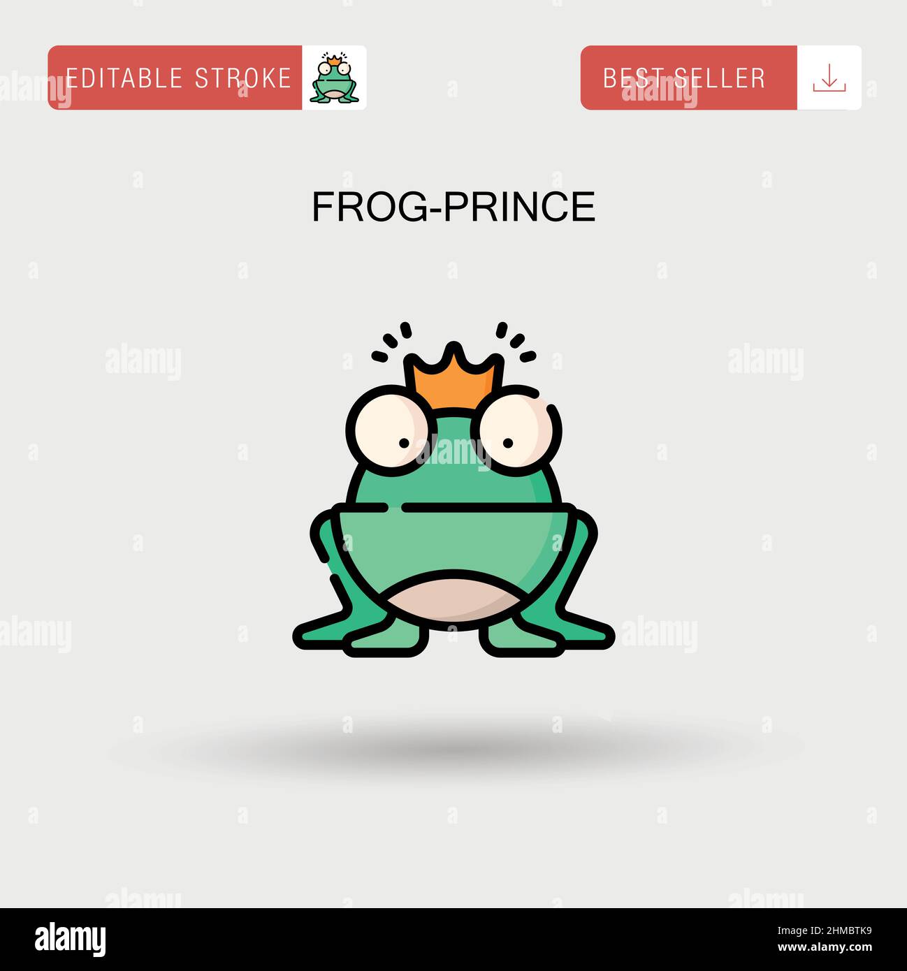 Frog-prince Simple vector icon. Stock Vector