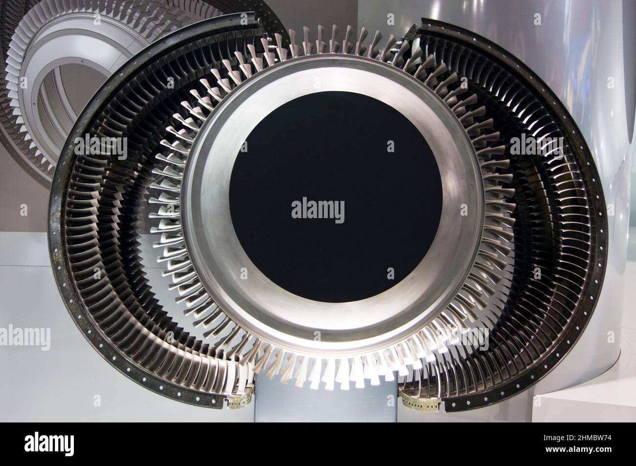 Aircraft engine fan blades Stock Photo Alamy