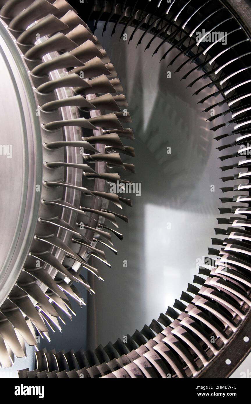 Aircraft engine fan blades Stock Photo Alamy