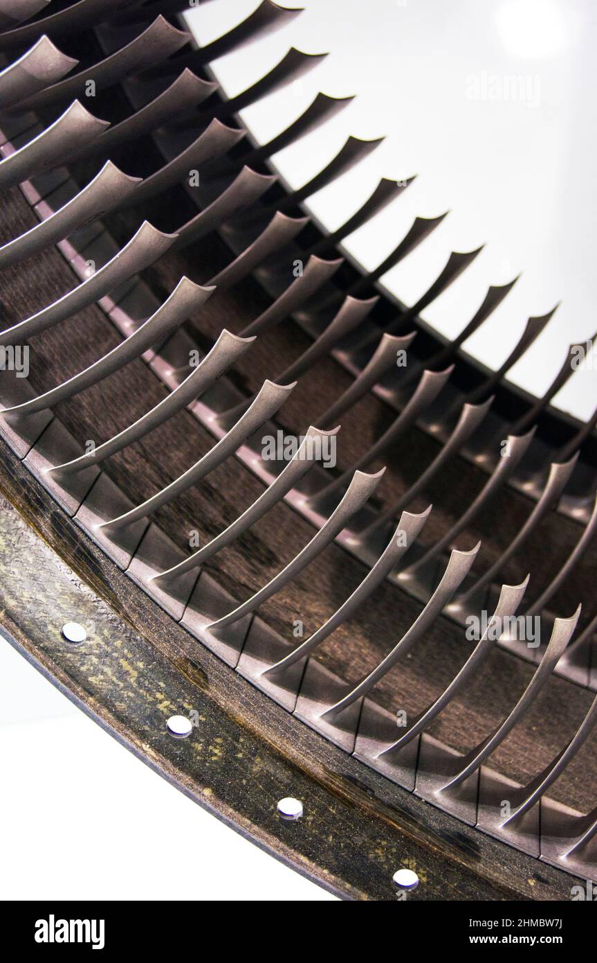 Aircraft engine fan blades Stock Photo Alamy