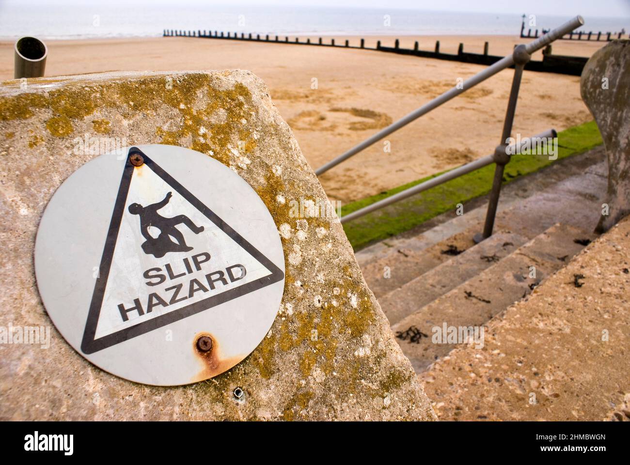 Slip hazard warning sign Stock Photo Alamy