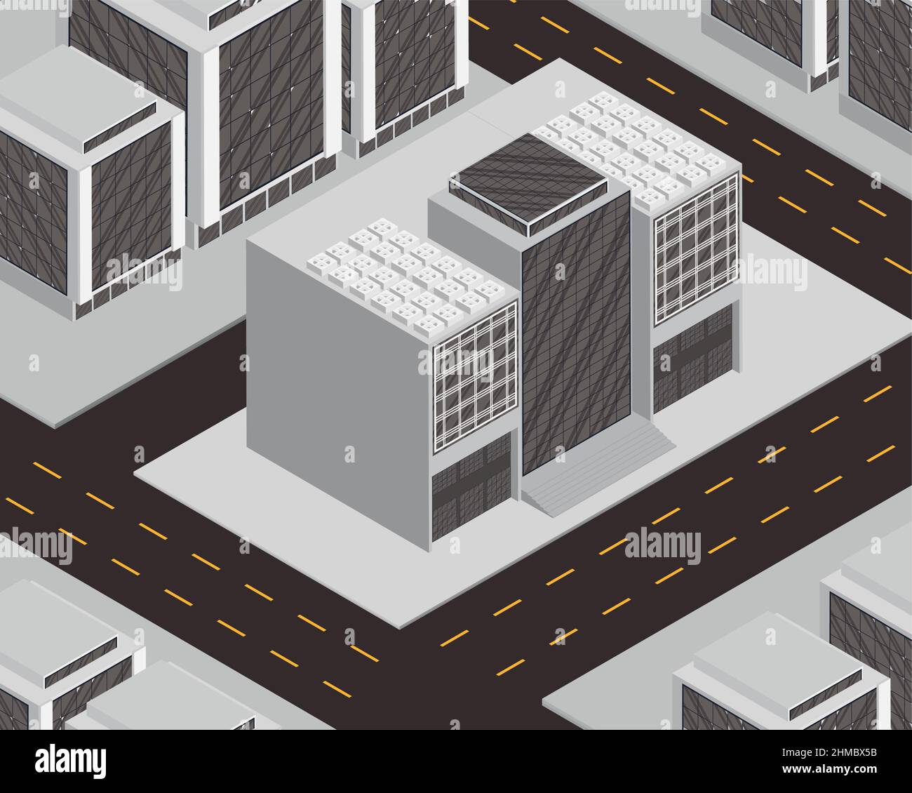 isometric buildings and roads scene Stock Vector Image & Art - Alamy