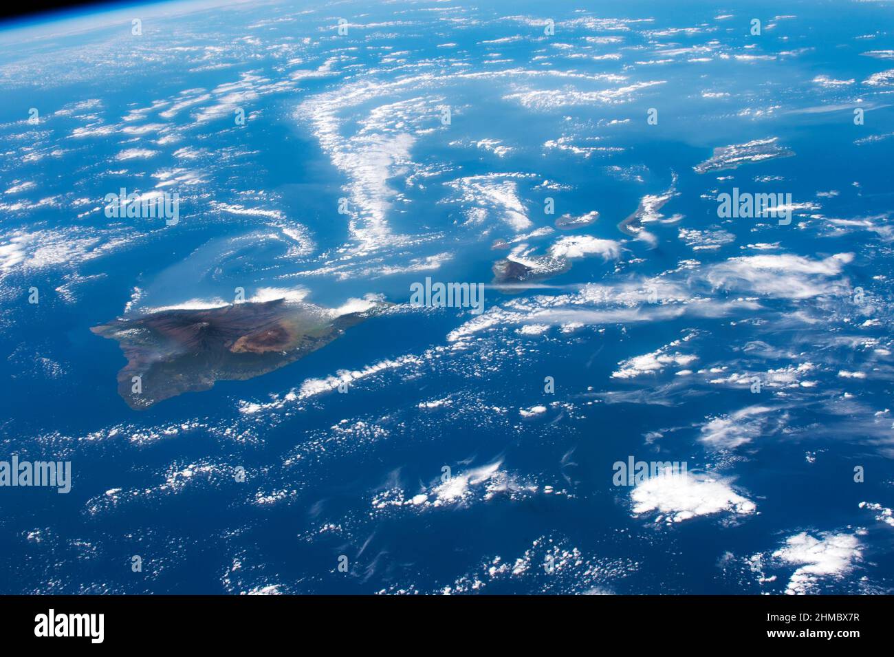 Hawaiian volcano and vog, astronaut photograph Stock Photo