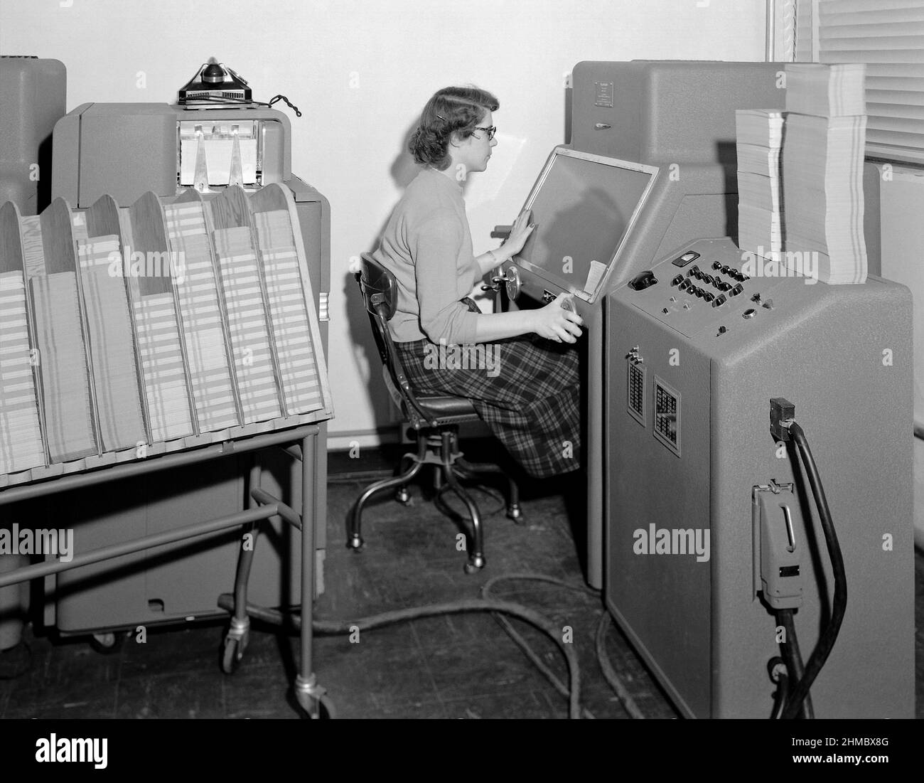 NACA human computer operating a telereader Stock Photo - Alamy