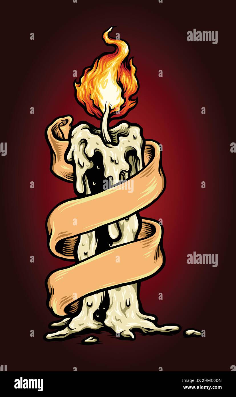 Candle Horror with Ribbon Vector 