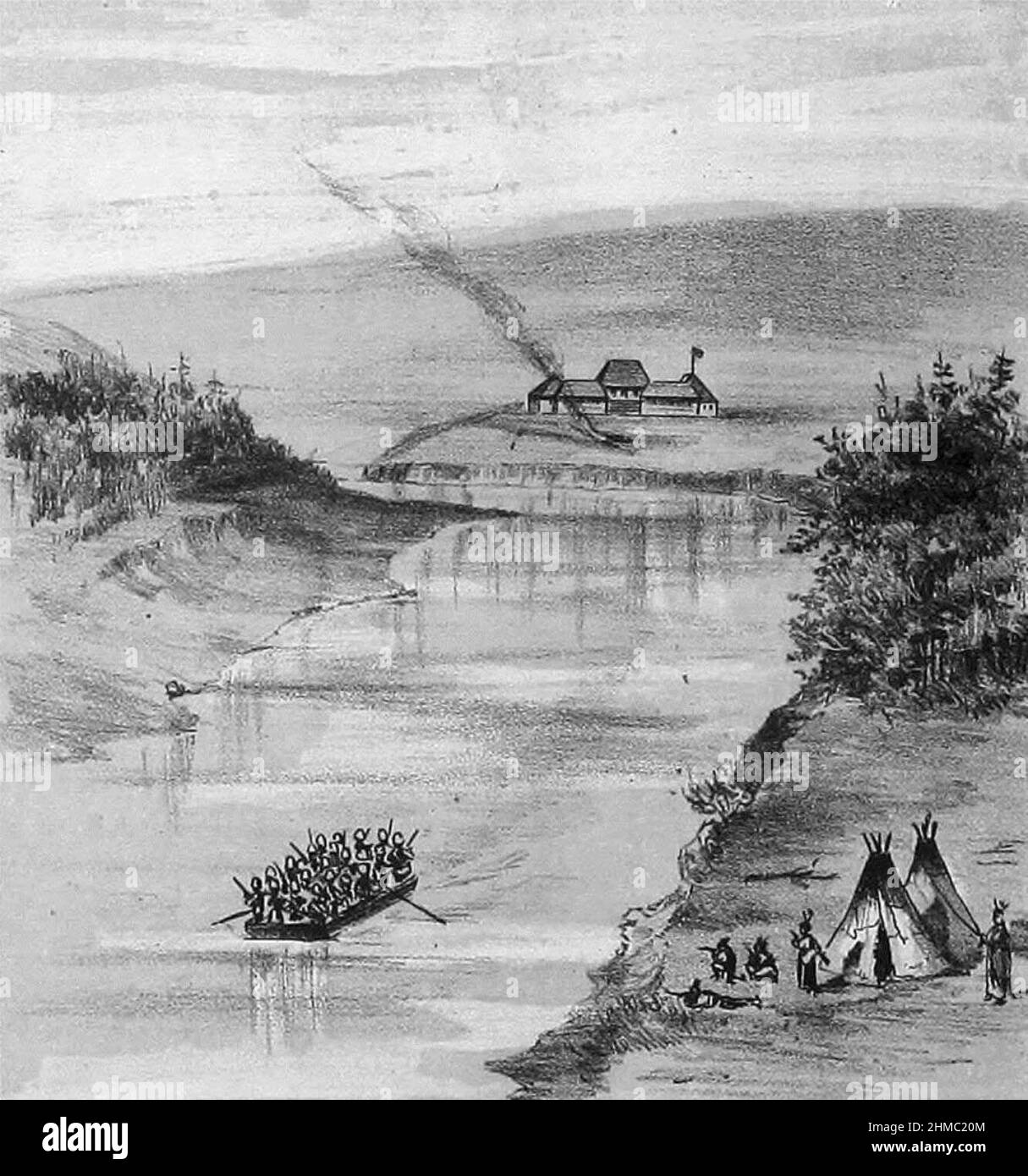 Depiction of Inpsector Dickens and men evacuating Fort Pitt, 1885 Stock