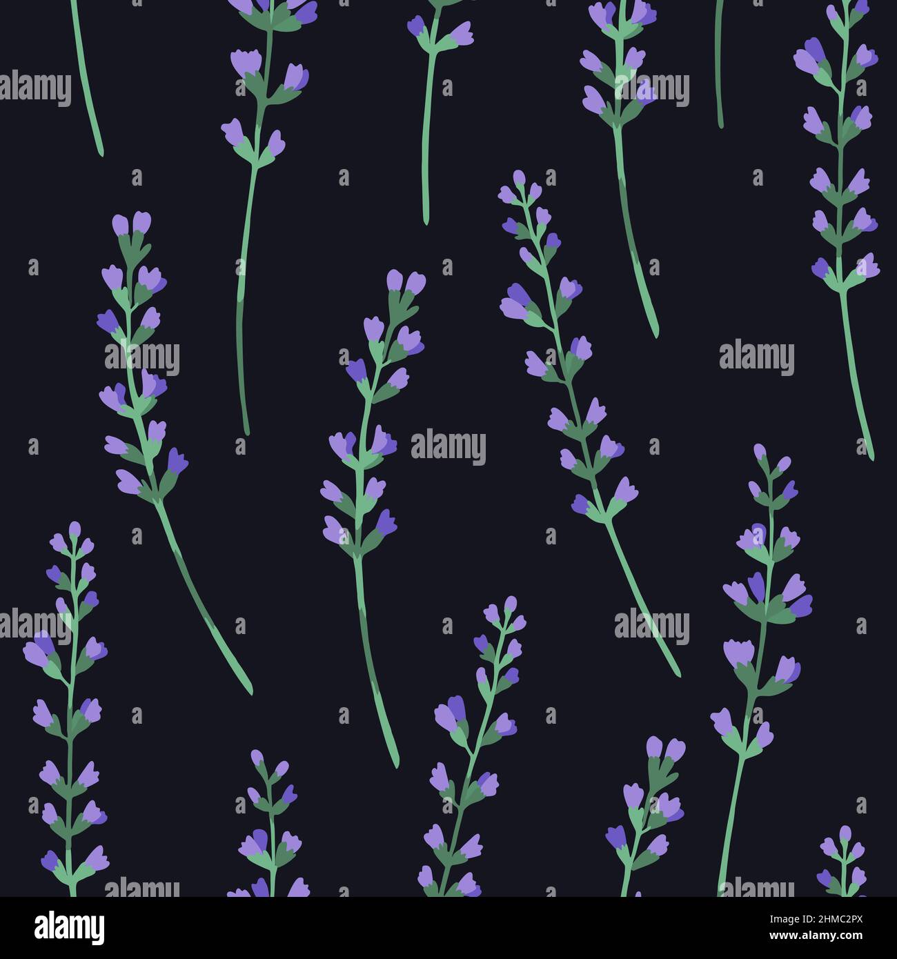 Seamless pattern with lavender floral elements for design and decor. Stock Vector