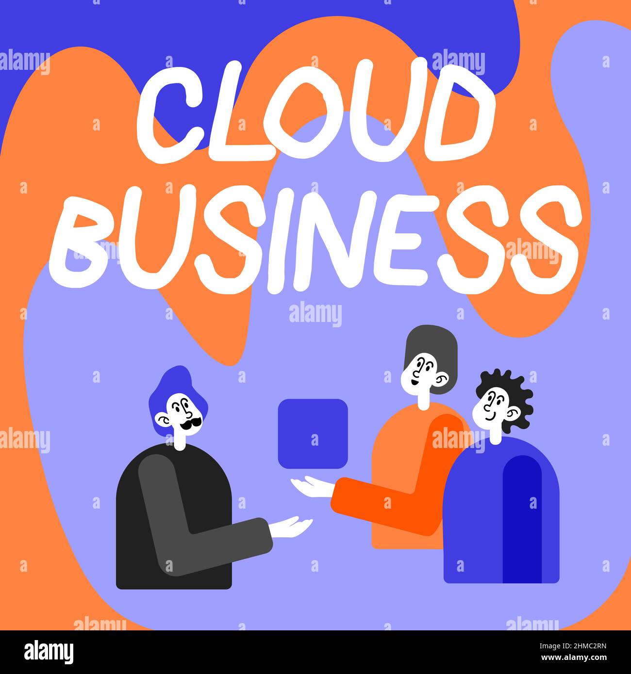 Sign displaying Cloud Business. Business overview computing that relies on shared computing resources Colleagues Displaying Cube Representing Teamwork Stock Photo