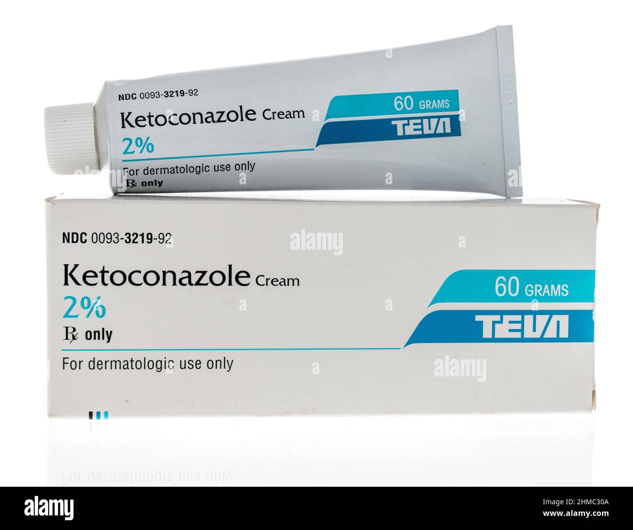 Winneconne, WI -8 February 2021: A package of Tevu Ketoconazole cream  on an isolated background Stock Photo