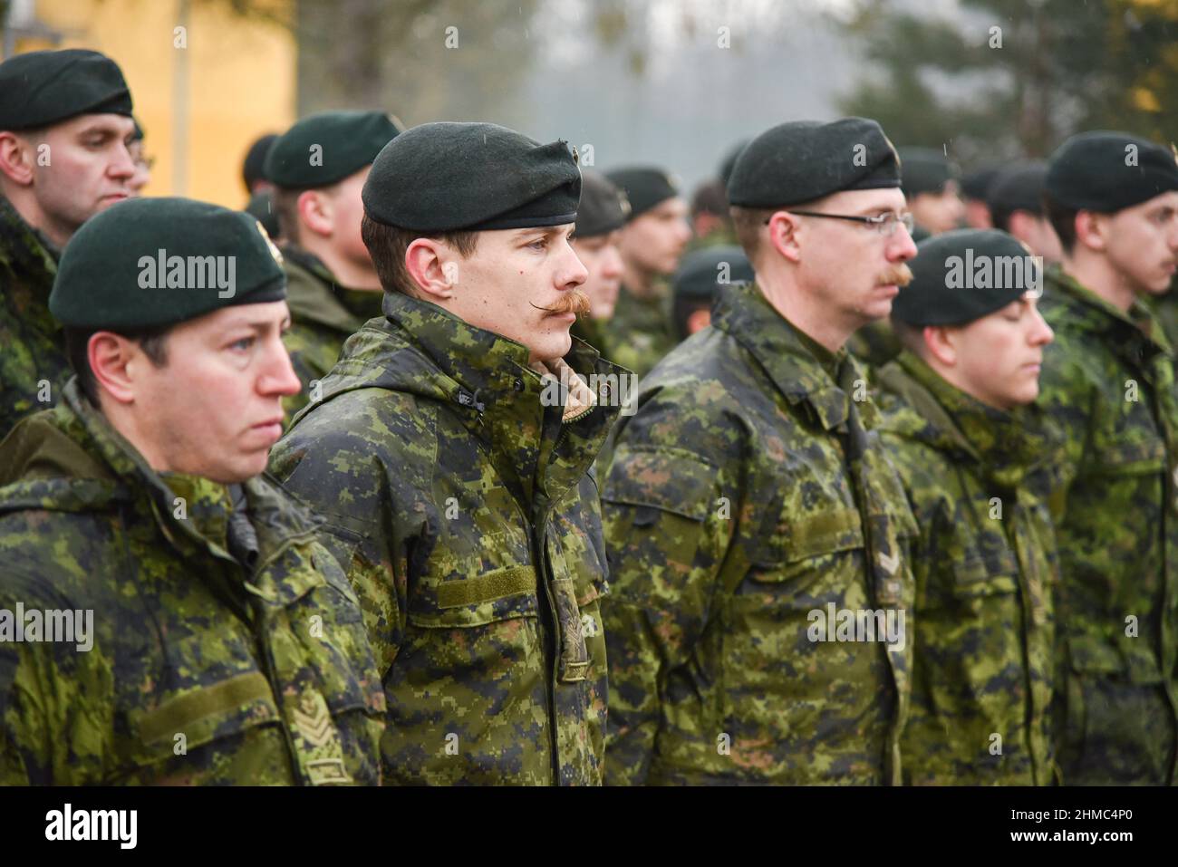 Starychi, Ukraine. 02nd Feb, 2017. Canadian instructors seen during the opening ceremony of the next stage of training of the Armed Forces units under the program 'Joint Multinational Training Group - Ukraine' (JMTG-U). (Photo by Mykola Tys/SOPA Images/Sipa USA) Credit: Sipa USA/Alamy Live News Stock Photo