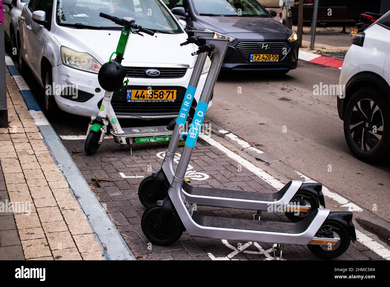 Tel Aviv, Israel February 05, 2022 Electric scooter to hire
