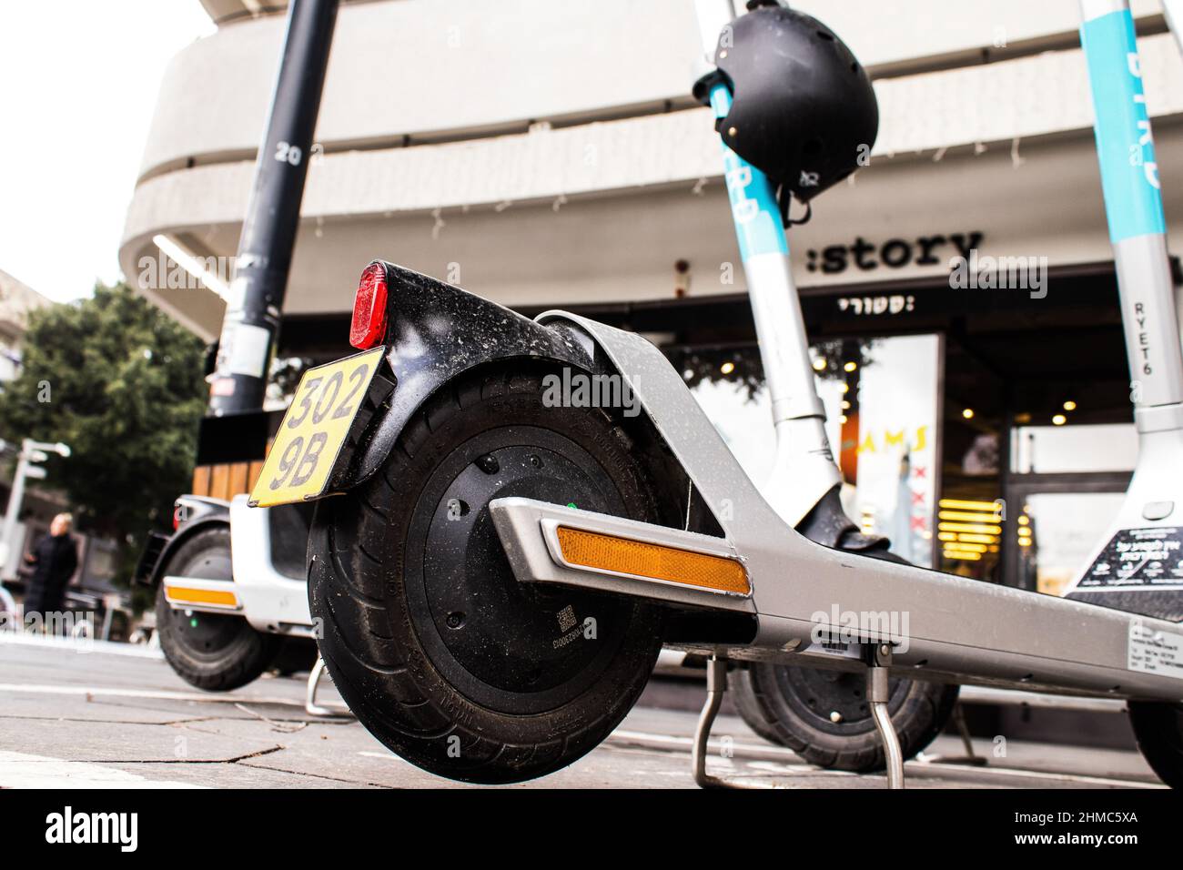 Tel Aviv, Israel February 05, 2022 Electric scooter to hire