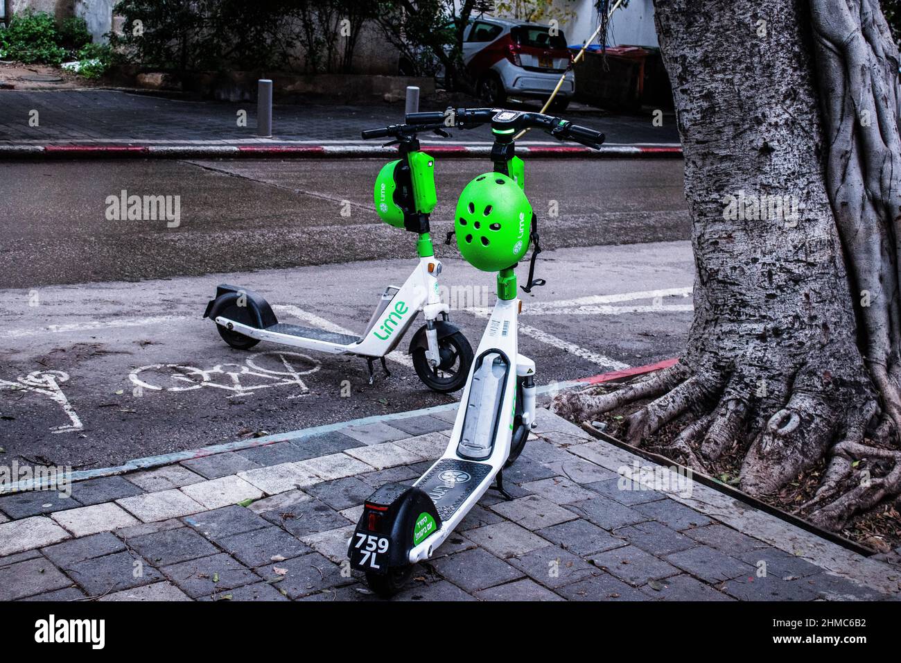 Tel Aviv, Israel February 05, 2022 Electric scooter to hire