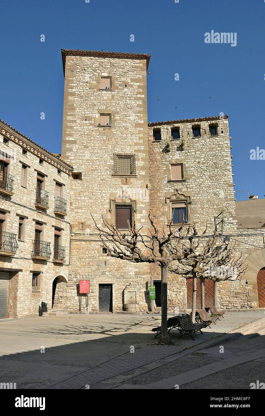 Castle in les Oluges low in the region of La Segarra province of Lleida,Catalonia,Spain Stock Photo
