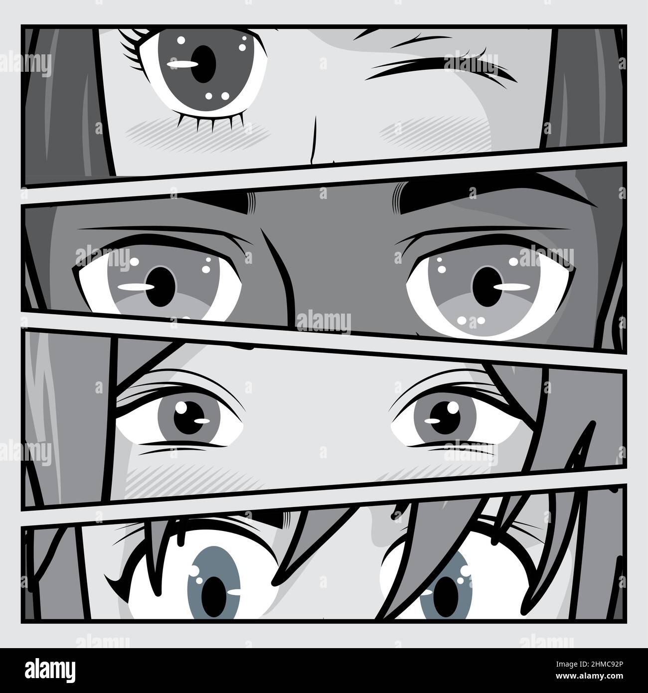 Premium Vector  Anime manga closed eyes close up