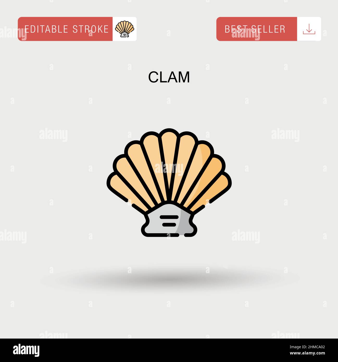 Clam Simple vector icon. Stock Vector