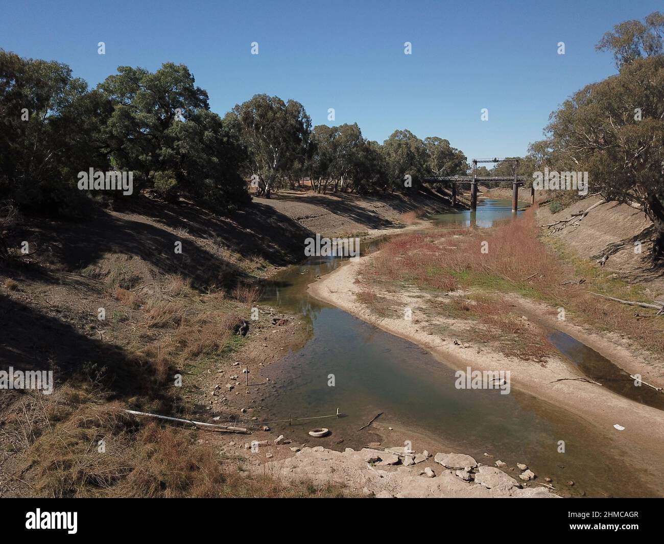 The Darling River during drought conditions at Wilcannia  New South Wales Australia Stock Photo