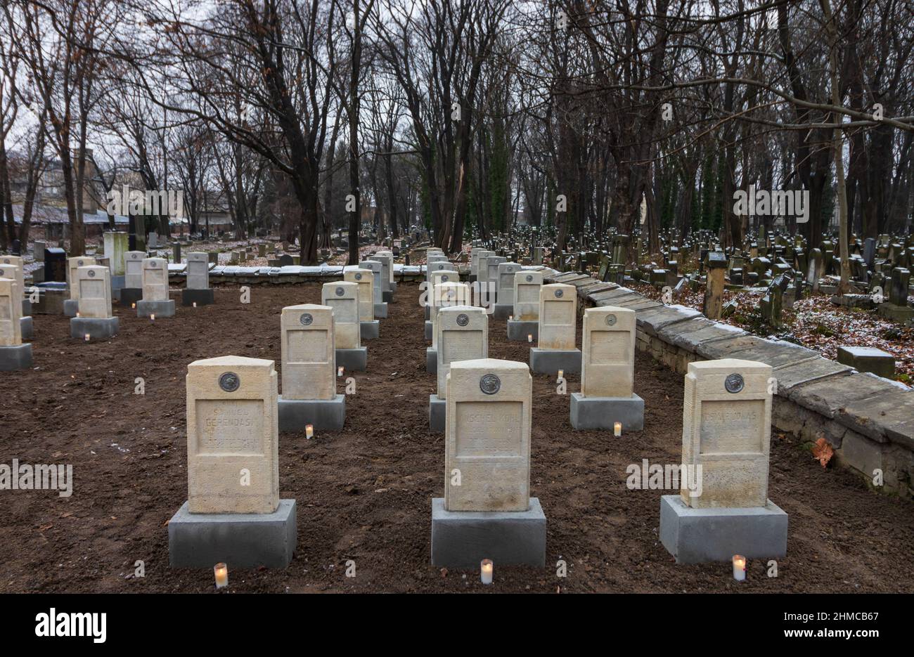 08-12-2021. krakow-poland. New gravestones of Jewish soldiers' graves from the First World War  restored by the Polish government and the Jewish commu Stock Photo