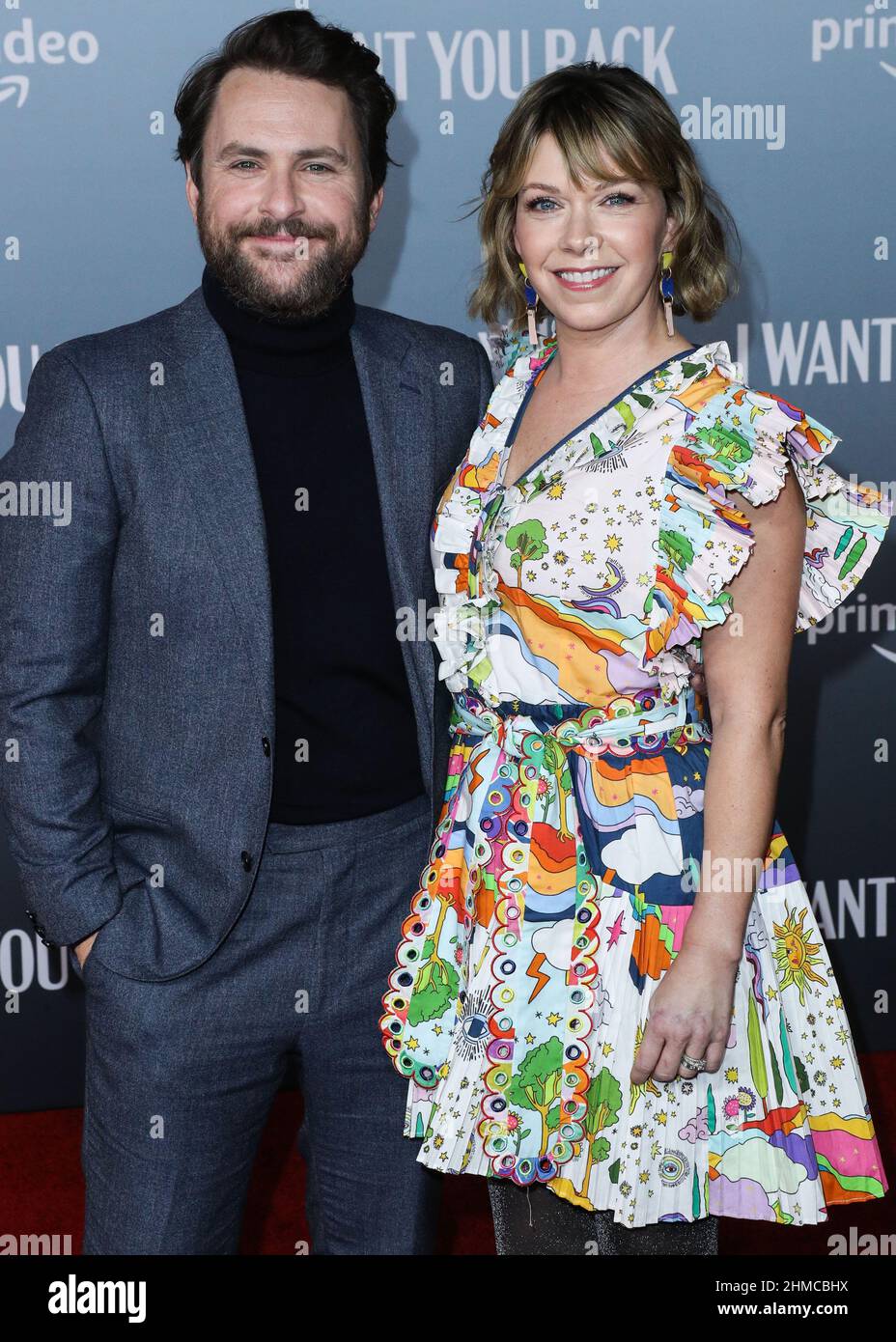 LOS ANGELES, CALIFORNIA, USA FEBRUARY 08 Actor Charlie Day and wife(01)