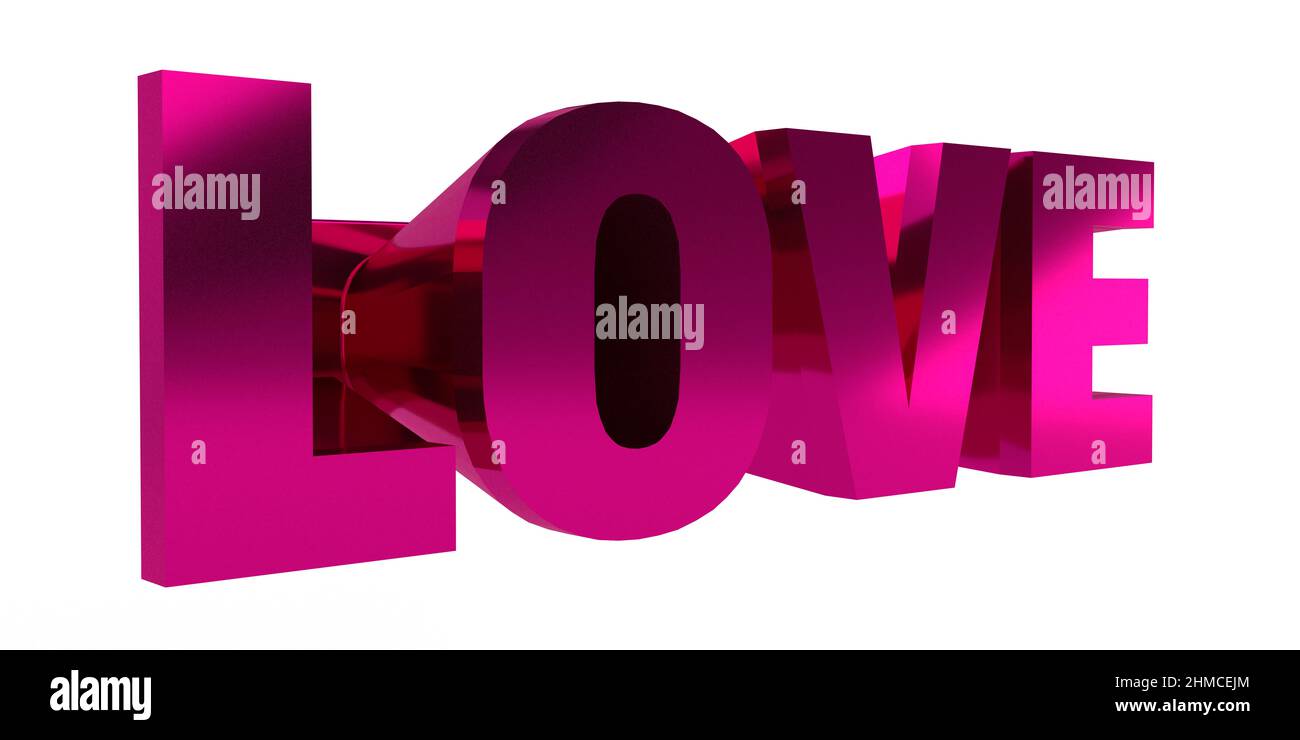 Big LOVE Happy Valentines Day greeting card. 3D Rendering for poster