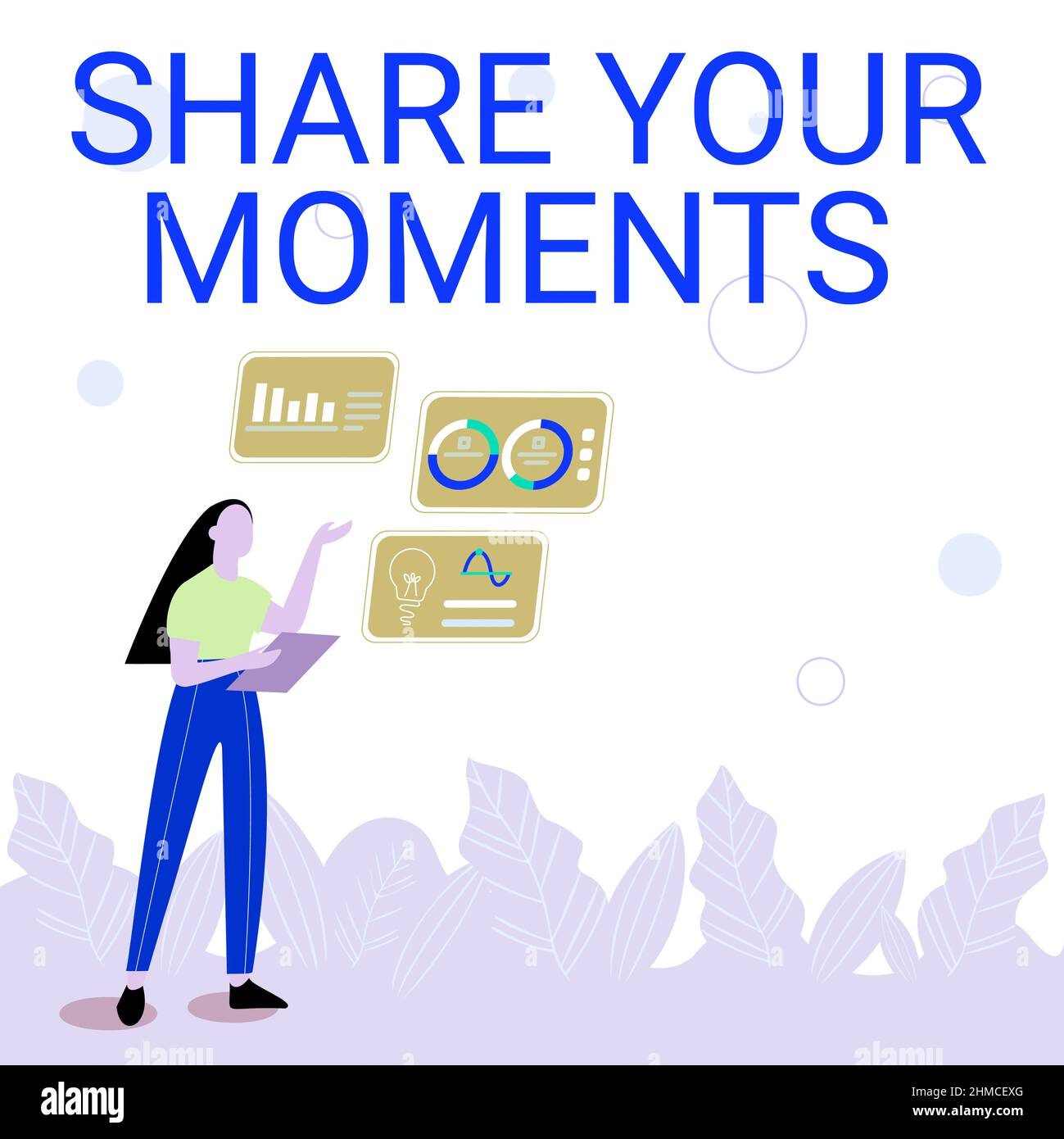 Text caption presenting Share Your Moments. Word for tell everyone