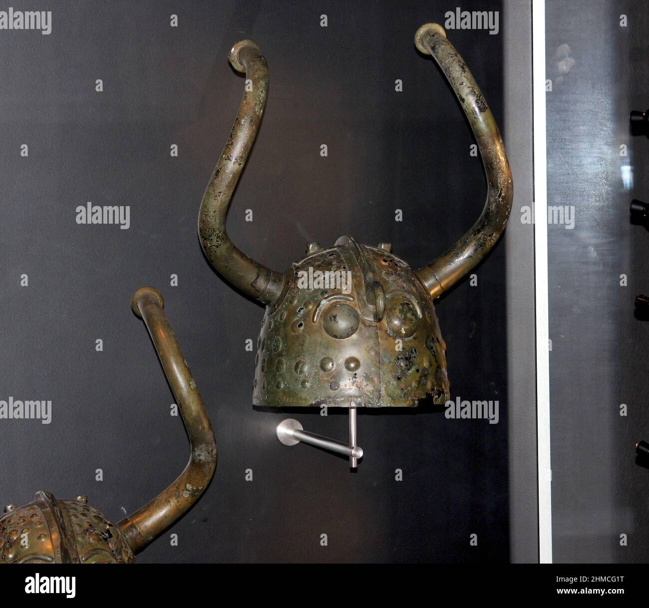 helmet of a Viking warrior,National Museum of Denmark (Nationalmuseet) Stock Photo