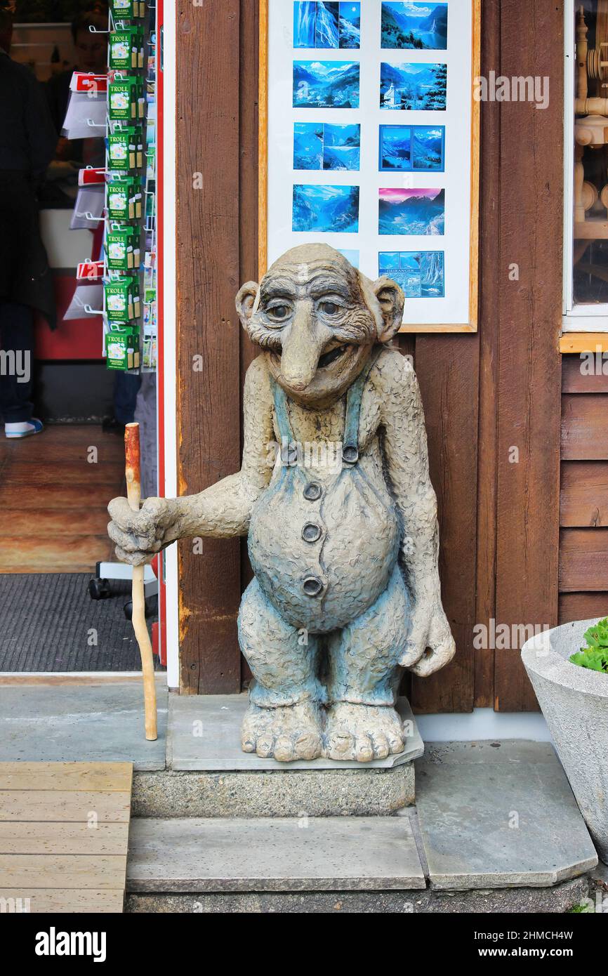 The troll, in Scandinavian mythology, is a humanoid creature that lives in the forests of northern Europe. It is a fun Scandinavian souvenir. Stock Photo