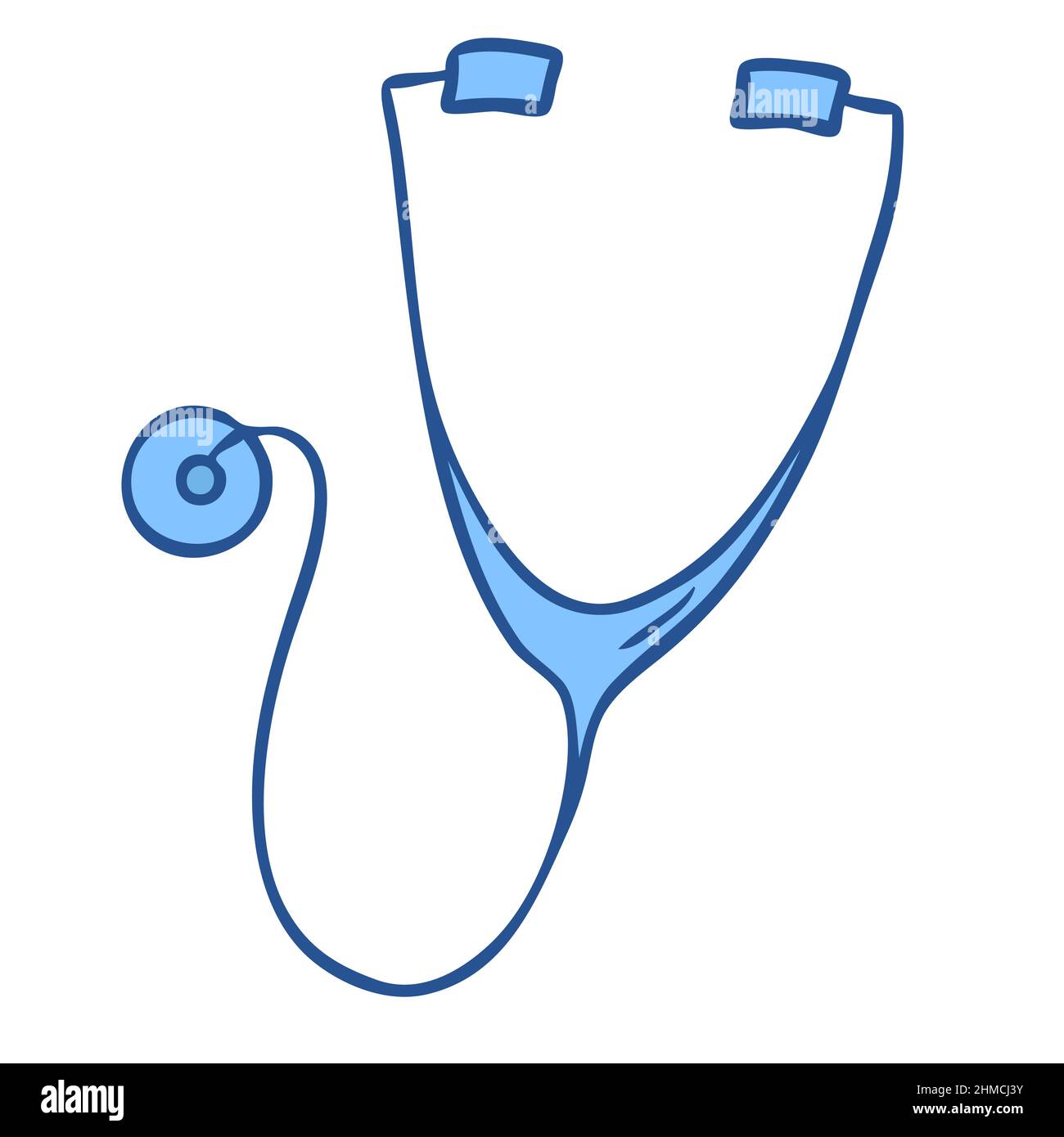 Stethoscope doodle vector. Cardiology diagnostic. First aid. Medical