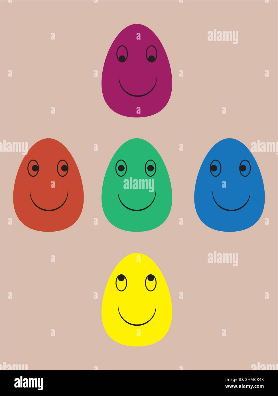 Easter Egg Smiley with eye Movement Up down Light Right vector Stock Vector