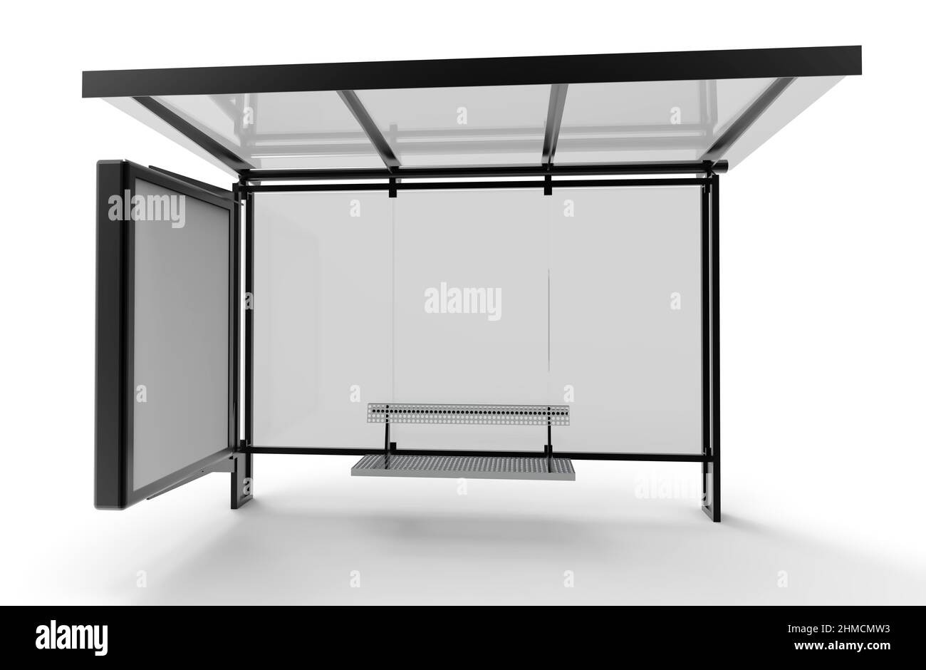 Bus stop 3d rendering black Stock Photo - Alamy